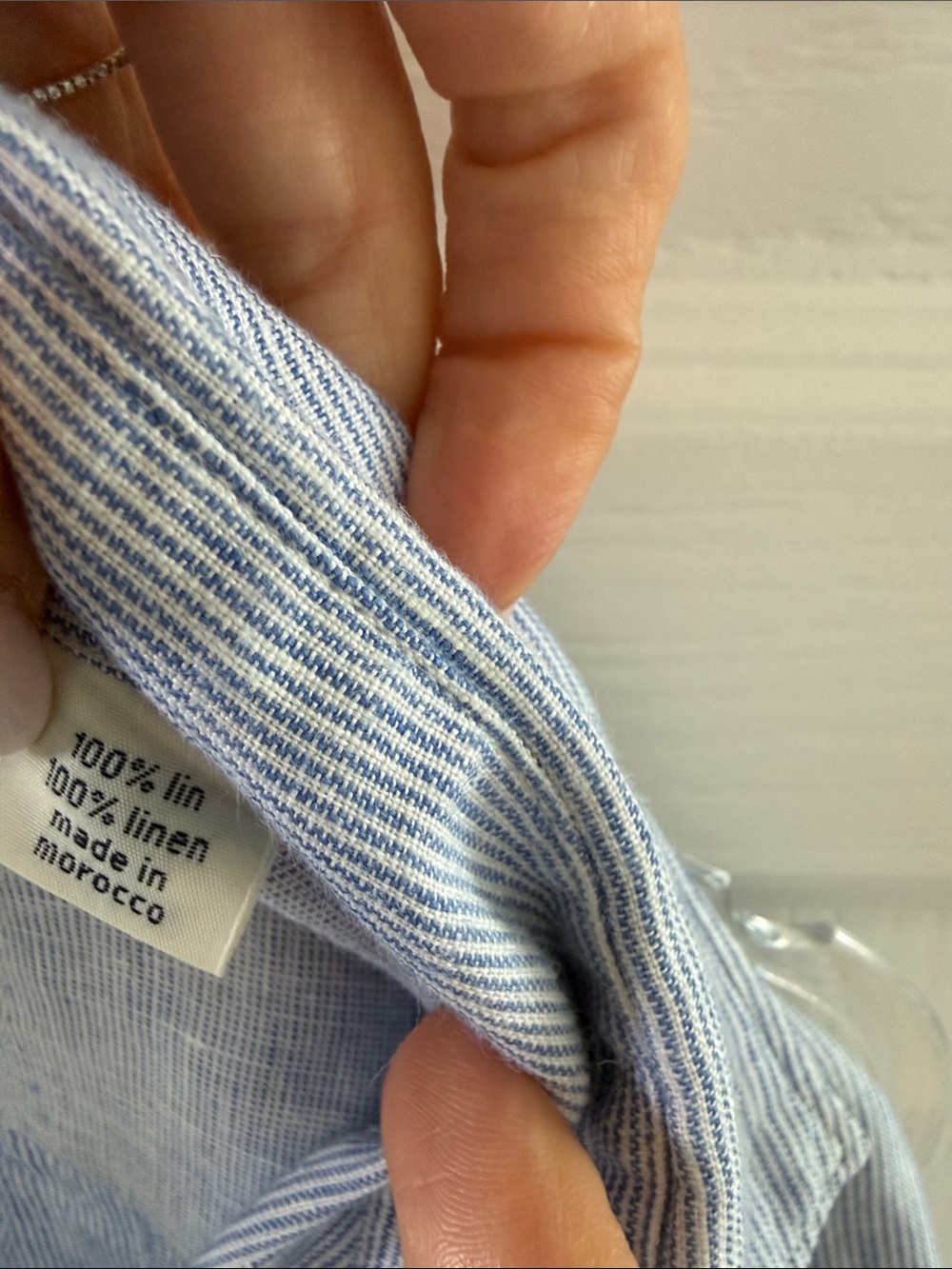 Hartford Light Blue Linen-Blend Men's Button-Down Shirt - Picture 3 of 3